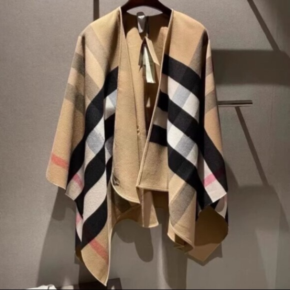 Burberry Camel and Black Check Cape